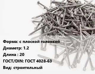 Гвоздь с плоской головкой 1.2х20 ГОСТ: ГОСТ 4028-63 строительный